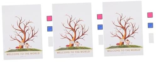 Housoutil 3 Sätze Fingerprint Baum für Gender Reveal Party Poster Stempelkissen Blau Einzigartige Deko für Babyparty und Geschlechtsenthüllung Vielseitig und Einfach zu Verwenden
