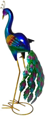 predolo Pfauen-Gartenfigur aus Metall für Außenbereich und Rasen