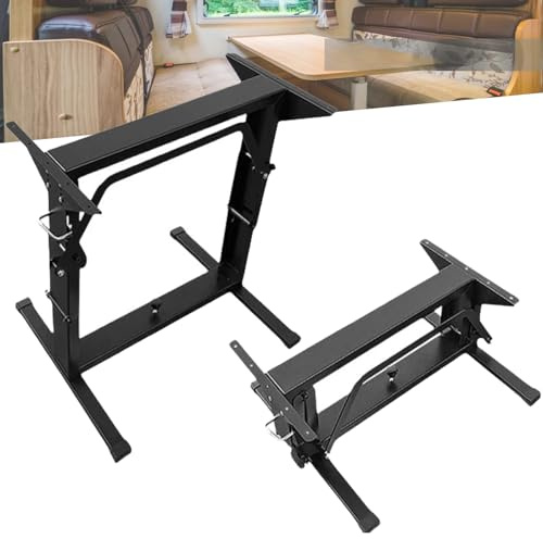 Dtyubfg Pieds de Table pour Camping-Car,Support de Pied de Table Pliable pour Camping-Car, Hauteur Réglable 30-70 cm,Charge Maximale 250 Kg, pour Camping-Car,Bateau,Yacht,Mobile Home - Noir