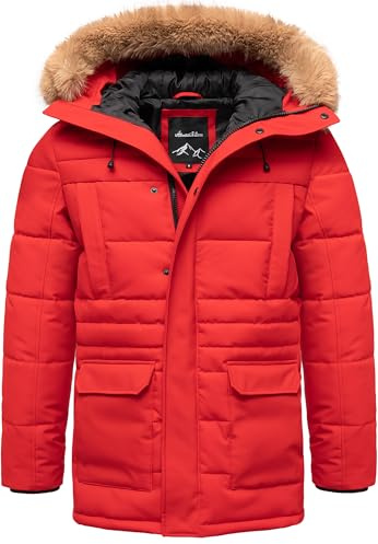 Amaci&Sons Herren Gefütterte Dicke Winter Jacke Mantel Parka mit Kapuze 9136