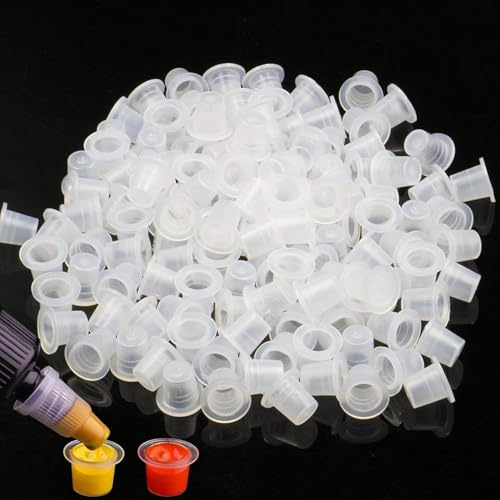 Unihuby 1000 Stück M Tattoo Farbkappen Tattoo Farbe Cups Tattoos Zubehör | Größe M Tattoo Tintenbecher 11mm Tattoo Ink Cups Farbe Ink Caps Einweg Tattoos Studio Zubehör Farbe Professionell