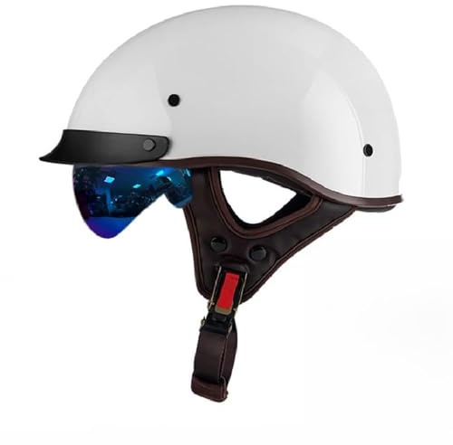 WZGGTEAM Retro Halbhelm Motorradhelm, DOT/ECE Zertifizierung Motorrad Halbschale Mofa Helm Mit Visier, Jethelm Halbschalenhelm Motorcycl Chopper Scooter Helm Sturzhelm für Herren Damen
