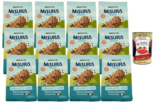Italian Gourmet Privolat, Kekse mit Schokotropfen – 12 x 290 g, ohne Milch & Eier, laktosefrei, knusprige Weizenkekse zum Frühstück & Snack, ideal zu Kaffee & Tee, Großpackung + Italian Gourmet Polpa