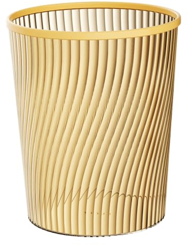 8.4x9.8 Inch Gold Trash Can with Clamping Ring, PET Office Waste Bin for Living Room, Bedroom, Bathroom & Kitchen, Stylish & Modern Garbage Bin
