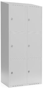 kaiserkraft | 3er-Schließfachschrank Fydor | 2 Abteile | lichtGrau | B 800 mm | schräge Dachform | Vorhängeschloss