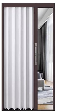 Concertina Accordion Folding Door 203cm Tall, Bi Folding Doors Internal Aluminum, Retractable Large Sliding Barn Door with Lock & Key, Space Saving