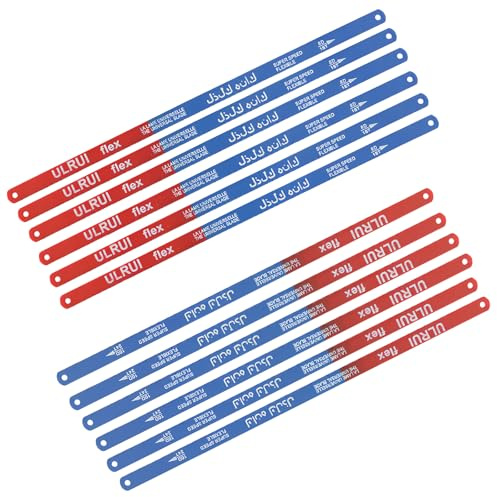 300mm Hacksaw Replacement Blades, 12 Pack 18 TPI and 24 TPI Carbon Steel Saw Blades, Replacement Blades for PVC, Wood and Meta