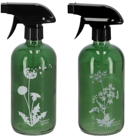 Sprüh Flaschen 2er Set Glas 0,5 Liter Wild Bumen DIY Reinigungs Mittel