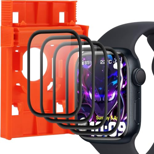 Beukei Protector de Pantalla Compatible con Apple Watch Series 6/5/4/SE/SE2/SE3 44mm, 4 Piezas Glass Screen Protector[Dureza 9H][Antihuellas][Antiarañazos][Ultra Claro] Pantalla Movil