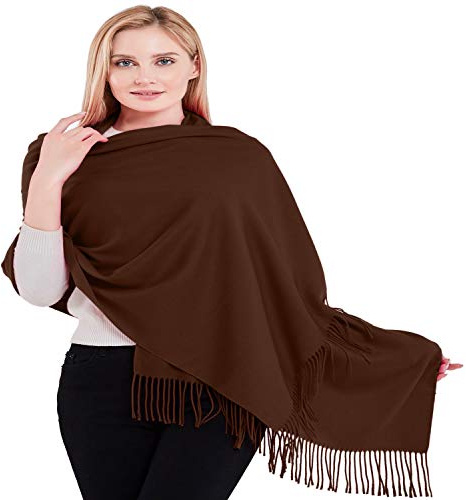 CJ Apparel Chocolate Brown 100% Cashmere Shawl Pashmina Scarf Wrap Stole Stole Hand Made in Nepal