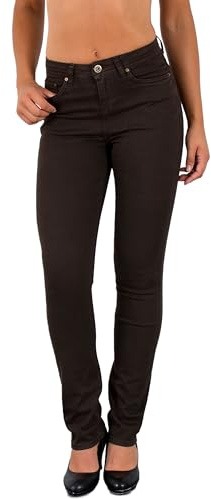 ESRA High Waist Jeans Damen Straight Damen-Jeans Stretch Business Hose gerade Schnitt Jeanshose Übergröße Plus Size Große Größe G1300