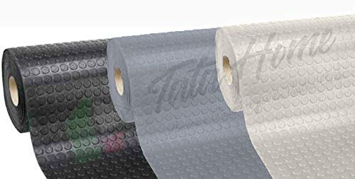 Pavimento Tappeto in PVC Gommato Rivestimento Linoleum Antiscivolo Flessibile e Resistente Disegno BollatoLarghezza 100 cm Lunghezza 200 cm Colore Grigio Scuro
