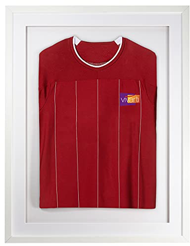 Vivarti DIY Adult 3D Mounted Sports Display Frame - Football, Rugby, Band T-Shirt Shadow Box - 60 x 80cm - White Frame, Mount, Backing Card