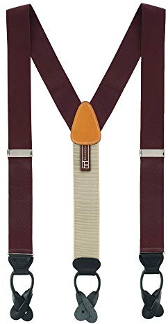 Trafalgar Men's Hudson Nylon Button End Braces (Suspenders), Burgundy