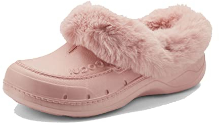 Coqui Damen Winter-Clogs Hausschuhe Haus Pantoffeln Kunstfell-Futter Gefüttert Plüsch Damen-Schlappen Wärme Pantoletten Winter Gartenschuhe Gartenclogs 9761 (Pink, Numeric_36)