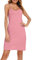 Vlazom Fond de Robe Femme Modal Elégant Chemise de Nuit Antistatique Gainant Jupons Bandoulière réglable，A Rose，M