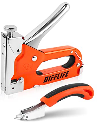 DIFFLIFE Heftpistole NEU Master, 3-in-1, strapazierfähige Heftpistole mit Heftgerätentferner und 1800 Heftklammern, manuelle Heftpistole für Polstermöbel, Befestigungsmaterial, Tischlerei, Möbel
