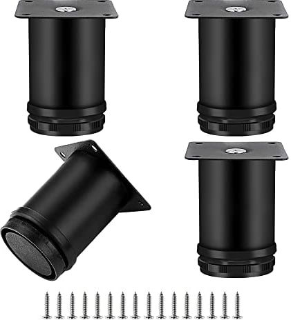 LYCXAMES Möbelfüße, 4 Stück runde Schrankfüße, 6cm verstellbare Möbelbeine, Edelstahl Sockelfüße Tischfuß für Stühle Tisch Schrank und Sofa