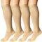 DDOBB 4 Paar Kompressionsstrümpfe Damen und Herren Stützstrümpfe Kompressionssocken Stützsocken Reisestrümpfe für Flug Sport Running Radsport(Hautfarbe*4, XXL)