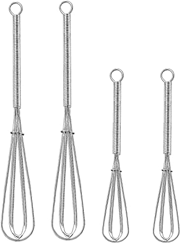 4 Stück Schneebesen Set, 12,7/17,8cm Edelstahl Rührbesen Metall Kugelschneebesen Klein Ballonschneebesen Mit Griff Quirl Küche Whisk Mixer Rührblitz Für Mischen Schlagen