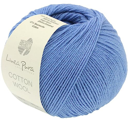 LANA GROSSA Cotton Wool | Klassisches Schurwollgarn mit Baumwolle | Handstrickgarn aus 53% Schurwolle (Merino extrafein) & 47% Baumwolle | 50g Wolle zum Stricken & Häkeln | 195m Garn FB 4