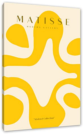 Pixxprint Matisse Modern Gallery - Klecks Orange als, Größe: 120x80cm, Leinwandbild, fertig gespannt, Wandbild, Dekoration, Kunstdruck, kein Poster