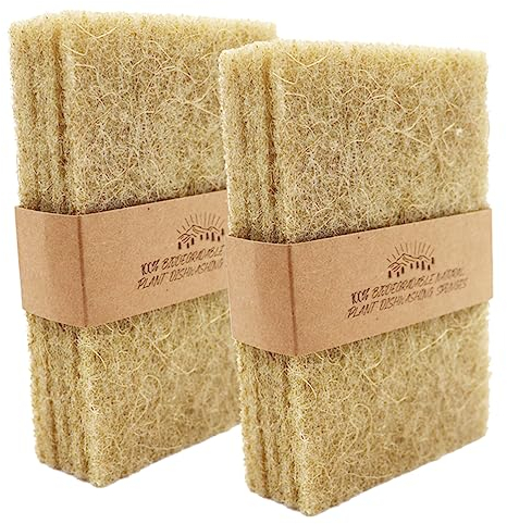 Natural Scouring Pads 10 Pack- Dish Scrubber Non-Scratch Sisal Cleaning Scrub Pads, Eco-Friendly Glass Coconut Fiber Kitchen Scrubbers for Pans and Pots, Compostable, Biodegradable (10 Pack)