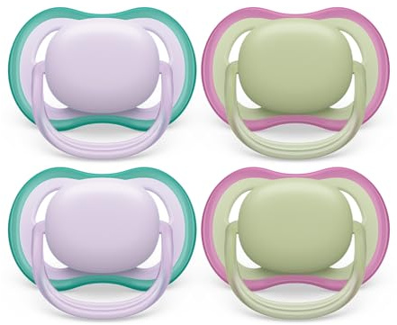 Philips Avent Ultra Air Pacifier 0-6m, Fresh Lilac/Pastel Green, 4 pack SCF085/50