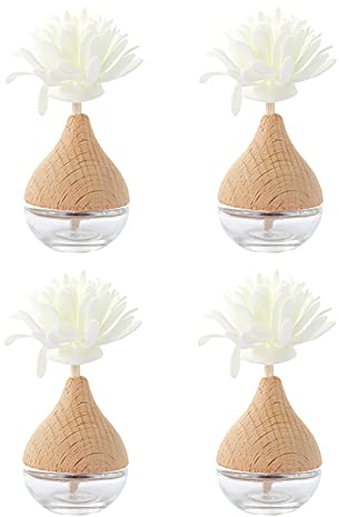 JIHUOO 4 Pcs Empty Essential Oil Diffuser Bottle Car Air Freshener Vent Clip Auto Perfume Diffuser Bottles Car Outlet Essential Oil Diffuser Flower