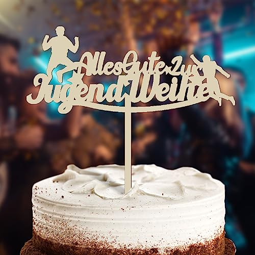 Alles Gute Jugendweihe Cake Topper, Holz Tortendeko, Kuchendekoration Geschenkidee für Jungen und Mädchen