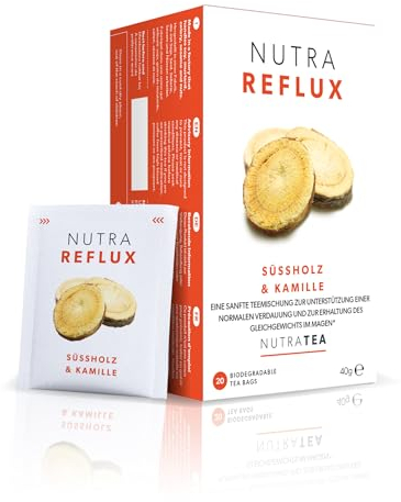 NUTRAREFLUX - Thé contre le reflux acide | Digest Tea - Favorise la digestion dans l’estomac - Contient de l’orme glissant et du fenouil - 40 sachets de thé - Nutra Tea - Tisane - (2 paquets)
