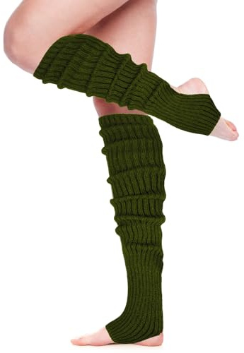 SATINIOR Long Stirrup Yoga Leg Warmers 24 Inch over the Knee Ribbed Knit Leg Warmer for Women 80s Party Dance Sports