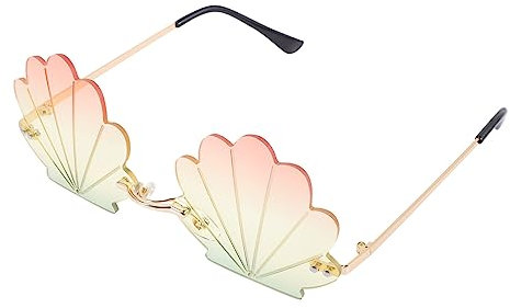 ABOOFAN Randlose Brille Party- Sonnenbrille Für Erwachsene Muschel Sonnenbrille Randlose Sonnenbrille Für Frauen Parteibevorzugung Quay Sonnenbrillen Für Damen Fräulein Hawaii Stk Lustig