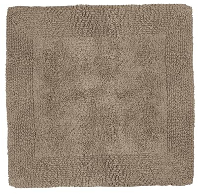 Allure Heavyweight Reversible Shower Mat, 100% Cotton, Super Soft, Washable, Square Bath Mat 55 x 55cm (Mocha)