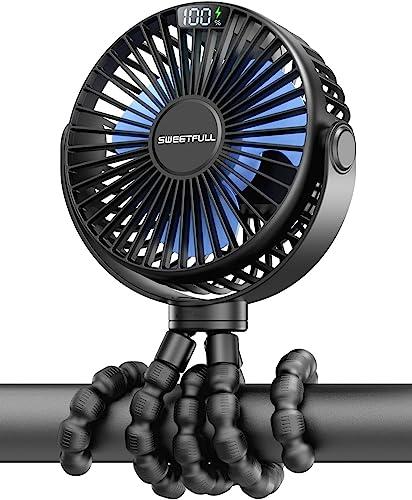 SWEETFULL mini ventilator kinderwagen ventilator leise Handventilator 4000mAh akku Tischventilator usb Lüfter klein fan tragbarer reise büro camping Auto 360 Drehbare