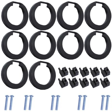 ONEBO 10 Stück Rund Möbelgriffe,Retro Design Türgriff,Griffe für Küchenschränke,Knopf Schublade Ziehen Ring mit Schrauben,für Truhen, Schränke, Kommoden(Schwarz)