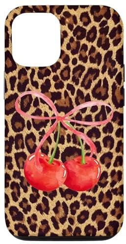 iPhone 13 Leopard Cheetah Print Cherry Cherries Ties Bow Case