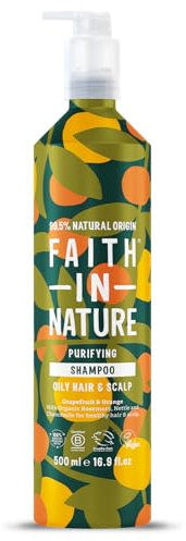Faith In Nature - Natural Shampoo Aluminium Bottle - Vegan & Cruelty Free, No SLS or Parabens - 500ml, Grapefruit & Orange