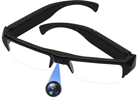 Tebetu Mini Cámara Espía Oculta sin WiFi, Gafas con Cámara Oculta HD 1080P, Micro Cámara Espía Camuflada con Grabación de vídeo y Audio, Spy Camaras Invisibles para Actividades de Interior y Exterior
