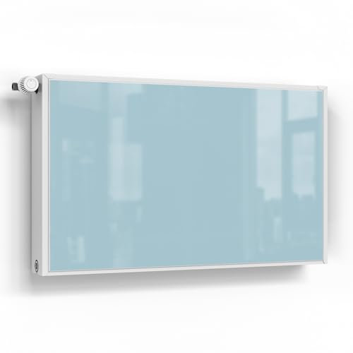 DEQORI Magnetfolie für Heizung 100x60 cm | Pastellfarben - Cyan | dekorative Magnetmatte Heizkörper Schutz Verkleidung | Magnet Deko-Folie selbstklebend, magnetisch & beschreibbar