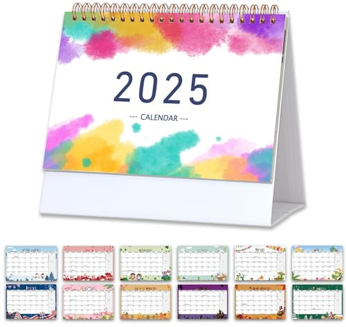 Tischkalender 2024/2025 - Stehkalender von Jul.2024 bis Dez.2025, 18 Monate Schuljahr Flip-Monatskalender mit Monatsplaner, Ideal für Büro und Zuhause, Perfekte Zeitmanagement, 17,5 x 19 cm