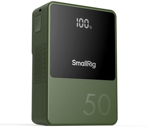 SMALLRIG V Mount Battery VB50, 50Wh / 3400mAh V-Mount Battery with PD 45W USB-C Fast Charging, with D-TAP, USB-A, Dual DC Ports, OLED Screen, for DSLR Camera, Camcorder, Monitor, Phone, Green - 4872