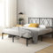 Zinus Elias Bett 140x200 cm – 30 cm hoch – Metallbettgestell mit Kopfteil – Metallbett mit Lattenrost – Kein Boxspringbett erforderlich – Freiraum unter dem Bett – Schwarz