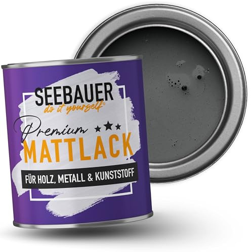 SEEBAUER diy Mattlack Dunkelgrau 2,5L für Innen & Außen (No. 236 Graphite Grey) Möbelfarbe ohne Schleifen - Hybrid-Lack für Holz, Metall, Kunststoff - Holzlack, Möbellack hohe Deckkraft