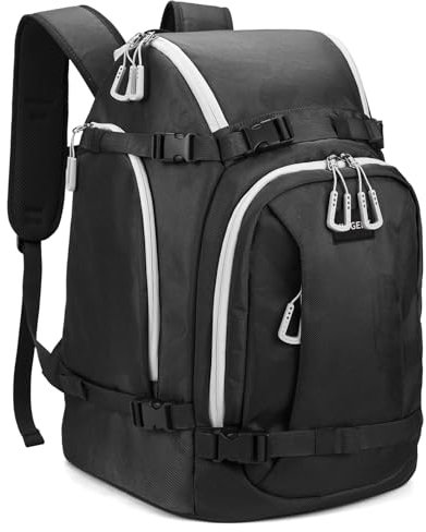 MIGGEEY Skischuhtasche mit Helmfach und Stiefelfach [50L], Skirucksack Skischuhrucksack mit Helmtasche, Ski Stiefeltasche mit Umhängefunktion und Stauraum für Skizubehör