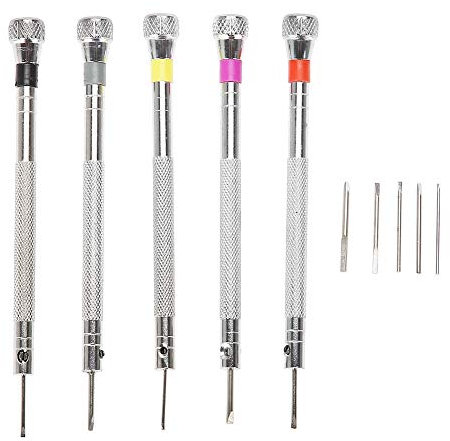 Precision Slotted Screwdrivers Jewelry Repair Tool Kit 5 Pcs for Watch Glasses, High Quality Steel