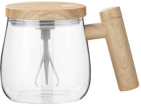 Wedhapy Electric High Speed Mixing Cup 400ml 7000 RPM Self Stirring Coffee Mug High Borosilicate Glass Waterproof Transparent Self Stirring Cup for Milk Protein Powder (Battery Not Included) Electri