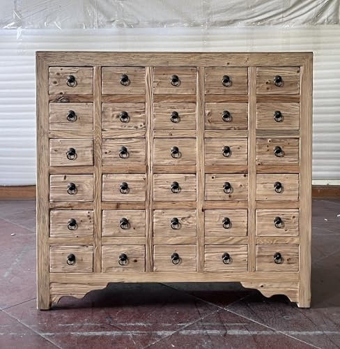 Antiker Apothekerschrank Aktenschrank Büroschrank Apotheke Schrank Sideboard Kommode Kommodenschrank Sideboardschrank mit 30 Schubladen Breite105xHöhe100cm Natur