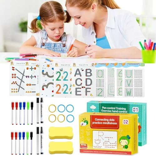 120 Pages Magical Handwriting Workbooks Practice Copybook with Pens,Reusable Children's Scribble Smart Workbook For 2~6 Years Old Kindergarten Preschool Kids