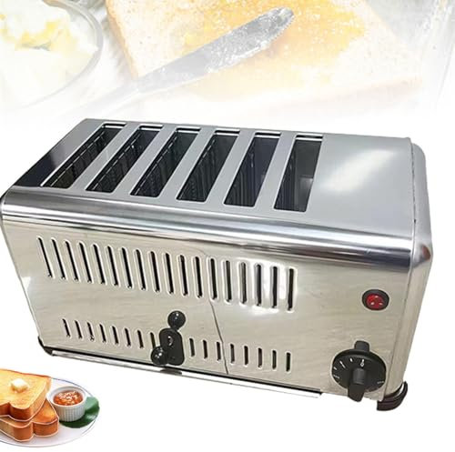 guoyjmm Toaster 6 Slices, Commercial Toasters 2500W Bread Toaster 5 Browning Levels, Stainless Steel Bread Baking Machine, Extra Wide Slots, Removable Crumb Tray